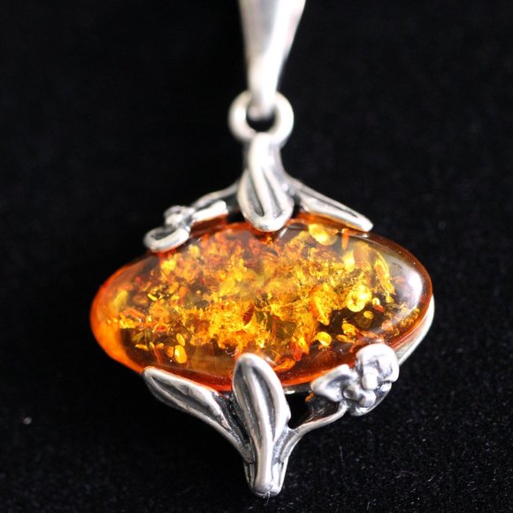 Sterling Silver Amber Necklace (SN0001) - Picture 3 of 8